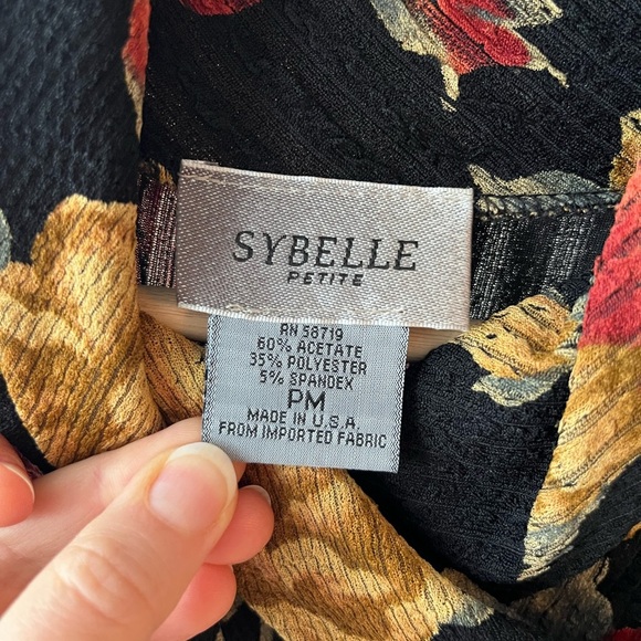 Vintage Floral Wrap Cowl Neck Semi-Sheer Sweater- Cropped Length - Picture 6 of 8